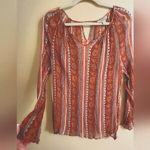Lucky Brand sheer boho print top